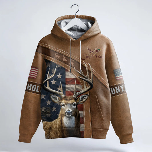 Patriotic Deer Hunter Hoodie Personalized - The Deerly