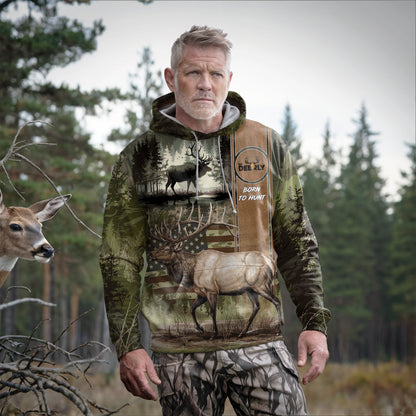 Elk Hunter Camo Hoodie - Born to Hunt - The Deerly