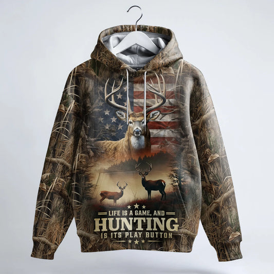 Life is a Game: American Deer Hunting Hoodie - The Deerly