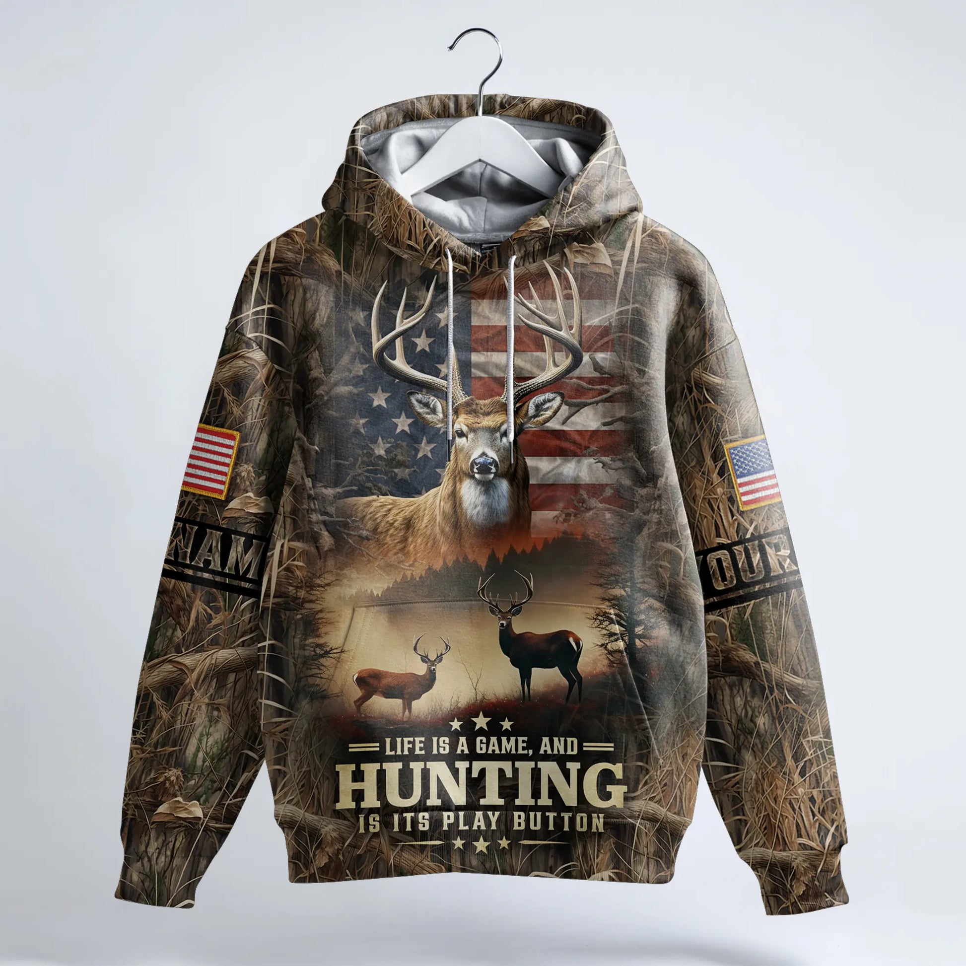 Life is a Game: Hunting Hoodie Personalized - The Deerly