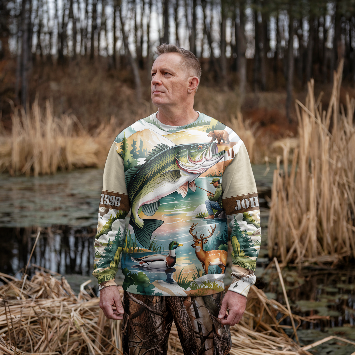 Mountain Lake Bass & Wildlife Personalized Unisex Sweatshirt