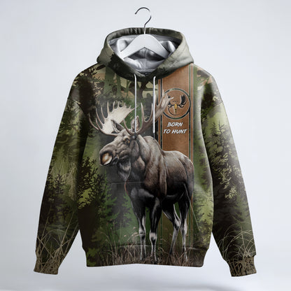 Majestic Moose Camo Hoodie - Born to Hunt - The Deerly