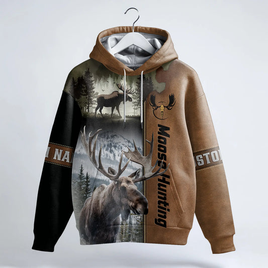 Moose Hunting Wilderness Hoodie Personalized - The Deerly