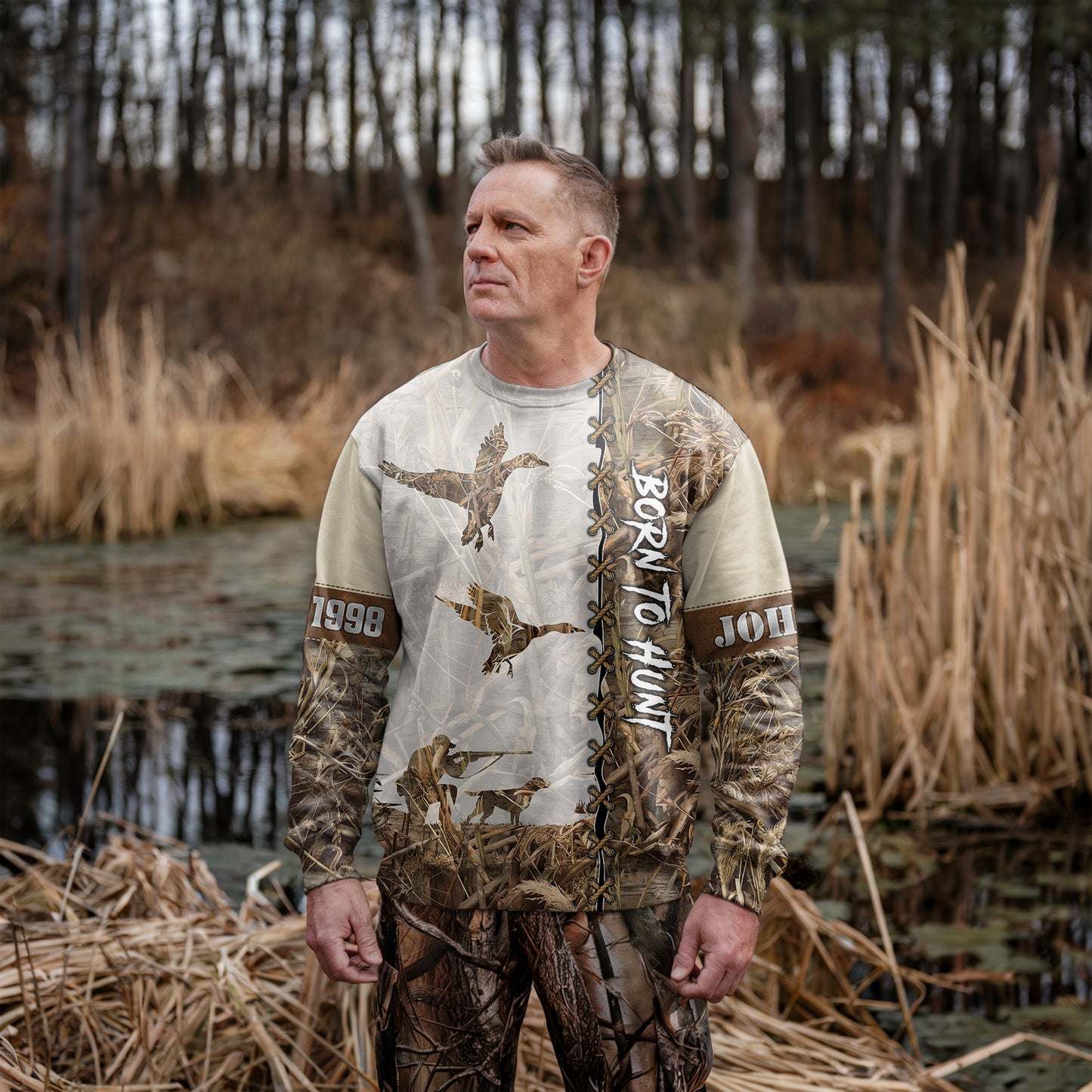 Duck Hunting Camo Sweater - Personalized Born to Hunt