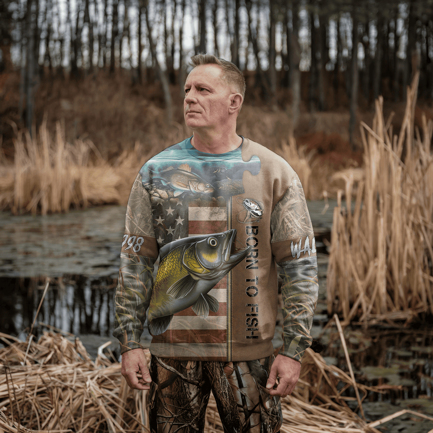 Walleye American Patriot Personalized Unisex Sweatshirt