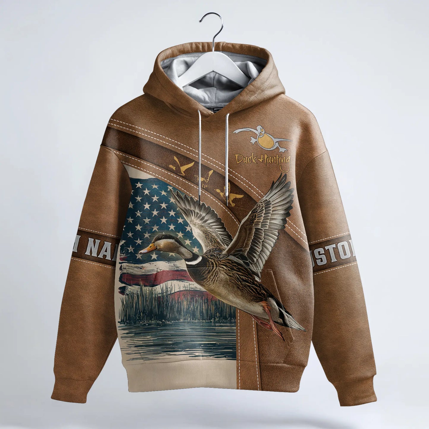 Patriotic Duck Hunting Hoodie Personalized - The Deerly