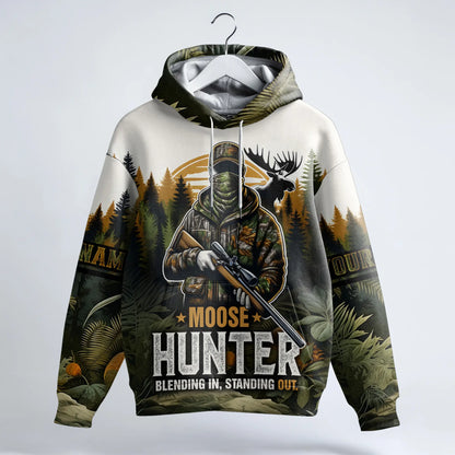 Moose Hunter Camo Hoodie Personalized - The Deerly