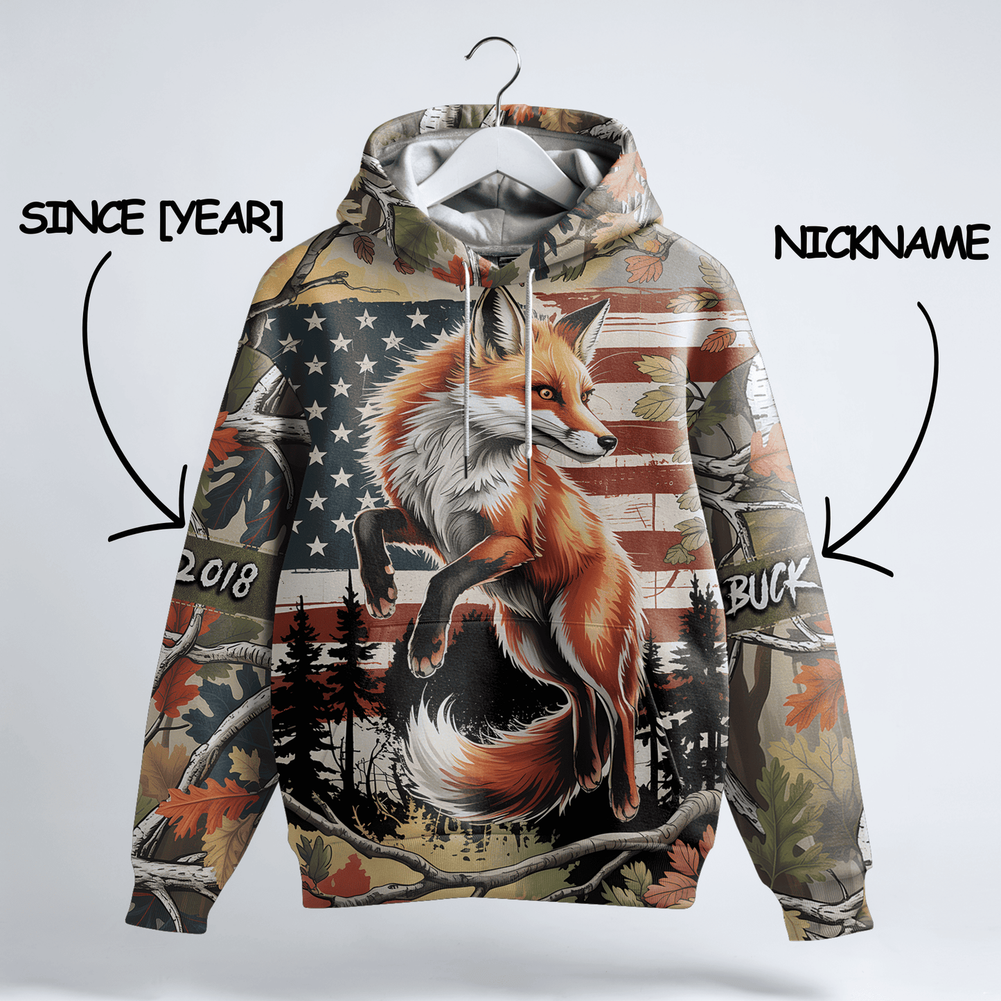 American Fox Hunter Personalized Hoodie