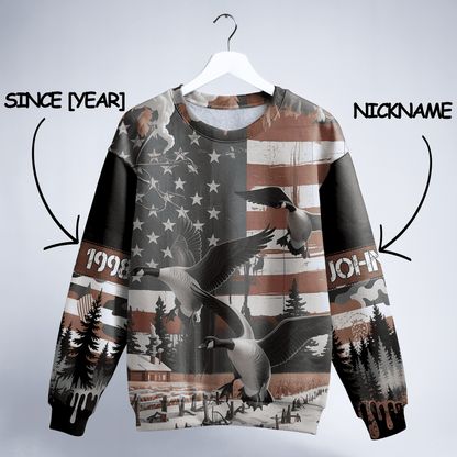 American Goose Hunter Patriot Personalized Unisex Sweatshirt