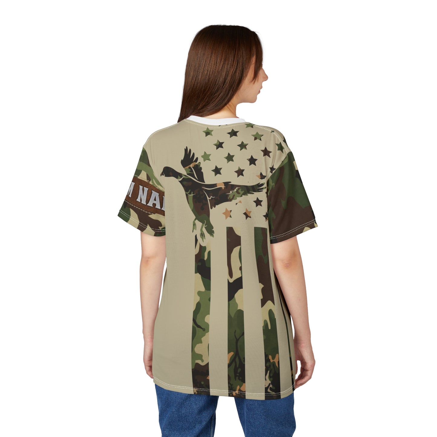 Camo Duck Flag Personalized Unisex Cut & Sew Tee