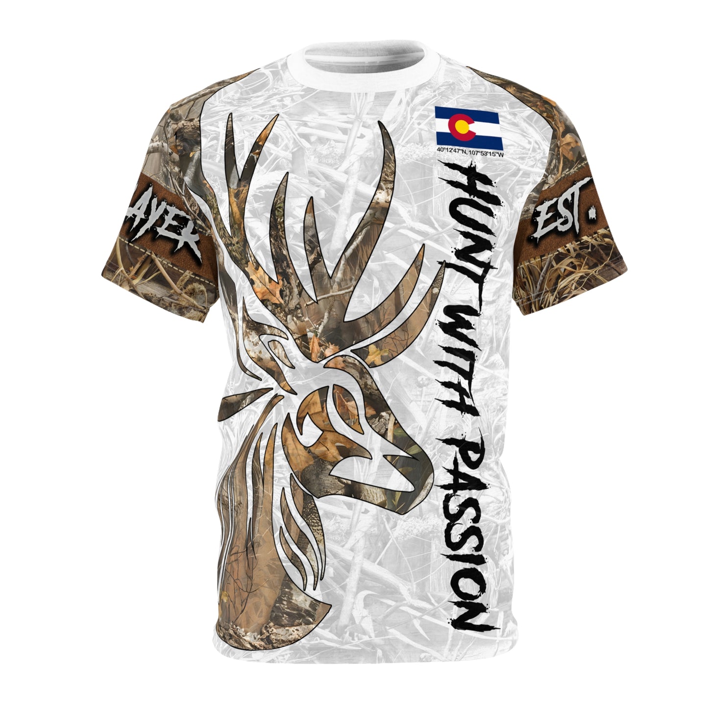 State Pride Buck Hunter Personalized Unisex Cut & Sew Tee
