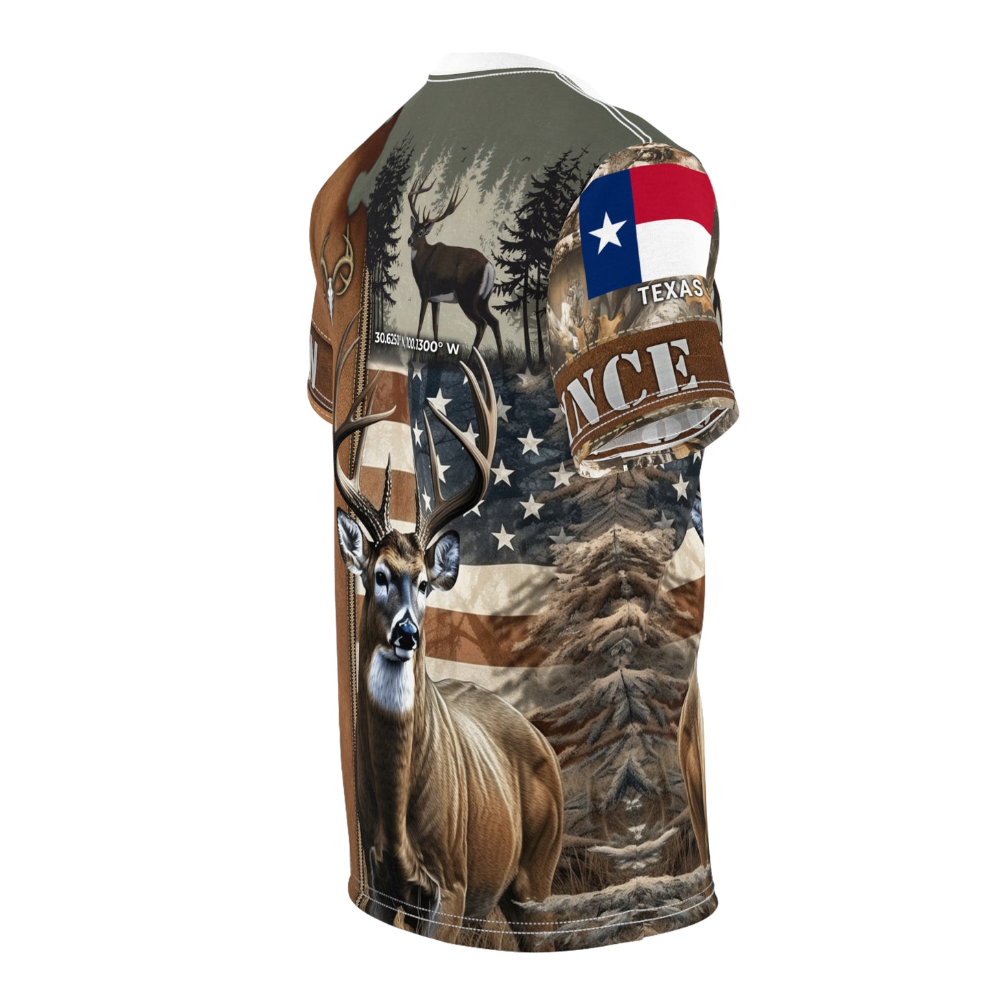 Born To Hunt Buck Flag Personalized Unisex Cut & Sew Tee