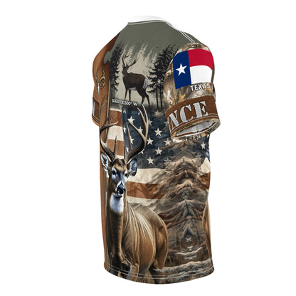 Born To Hunt Buck Flag Personalized Unisex Cut & Sew Tee