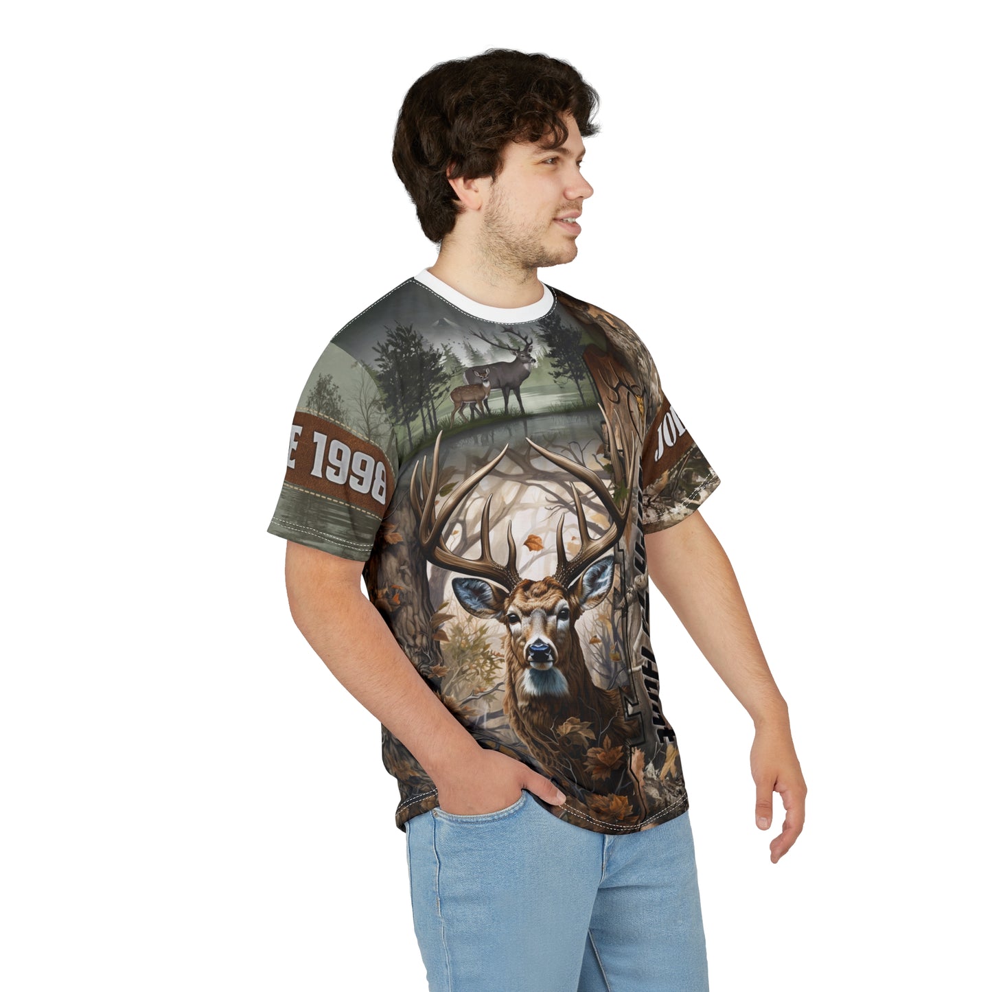 Born To Hunt Buck Personalized Unisex Cut & Sew Tee