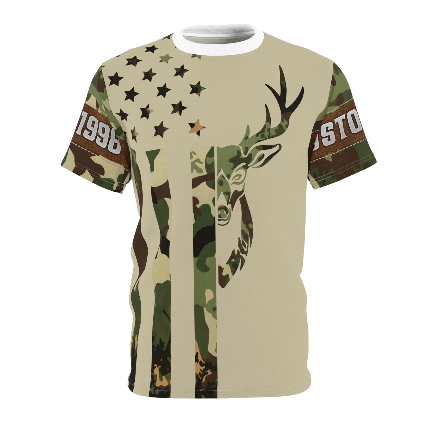 Camo Flag Buck Personalized Unisex Cut & Sew Tee