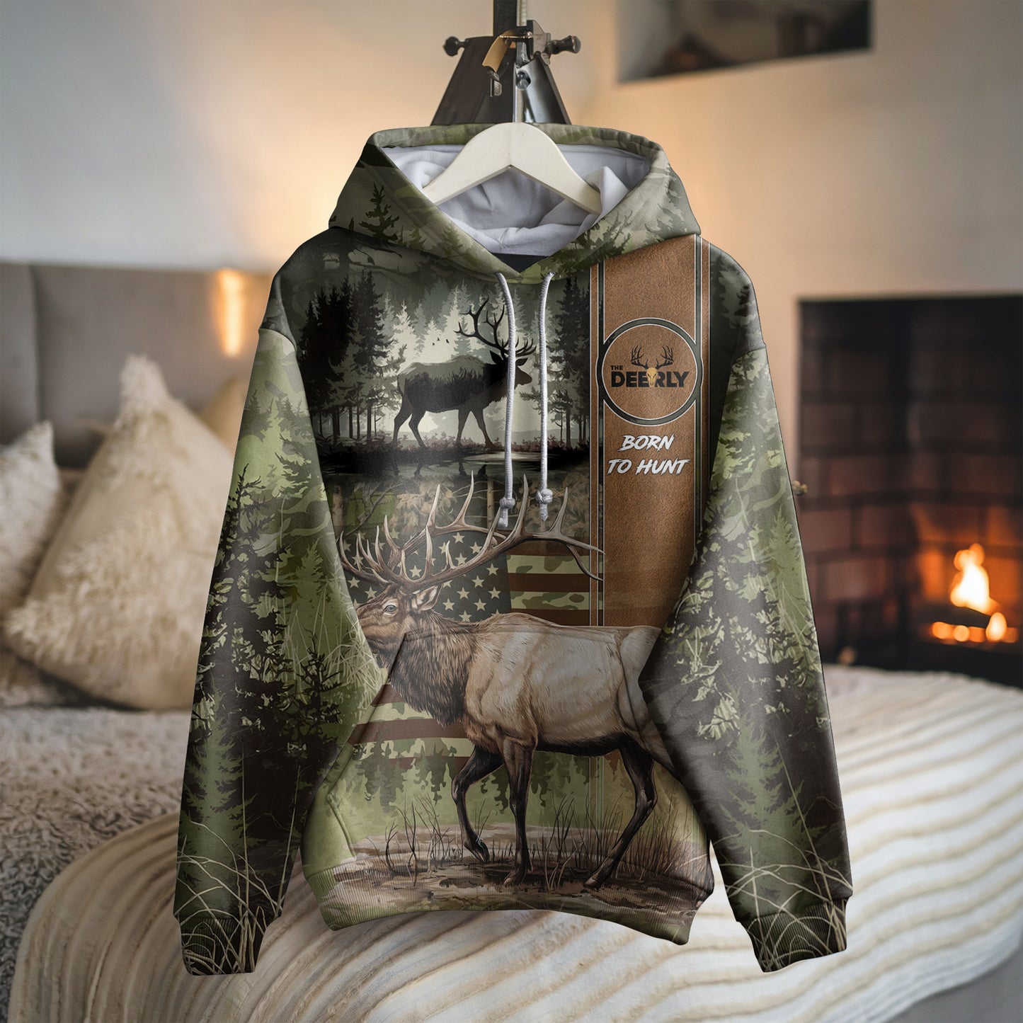 Elk Hunter Camo Hoodie - Born to Hunt - The Deerly