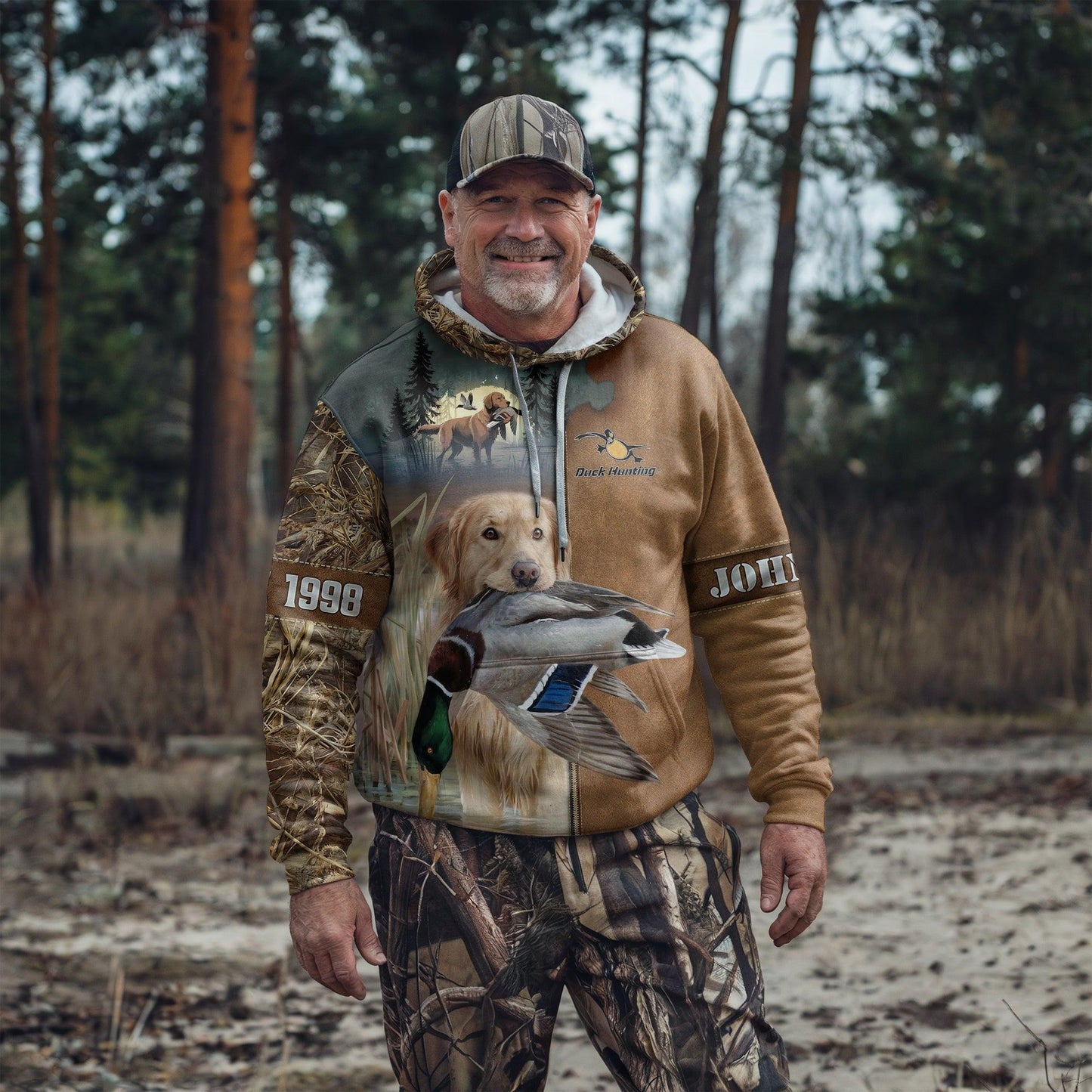 Golden Retriever Duck Hunter Hoodie Personalized - The Deerly