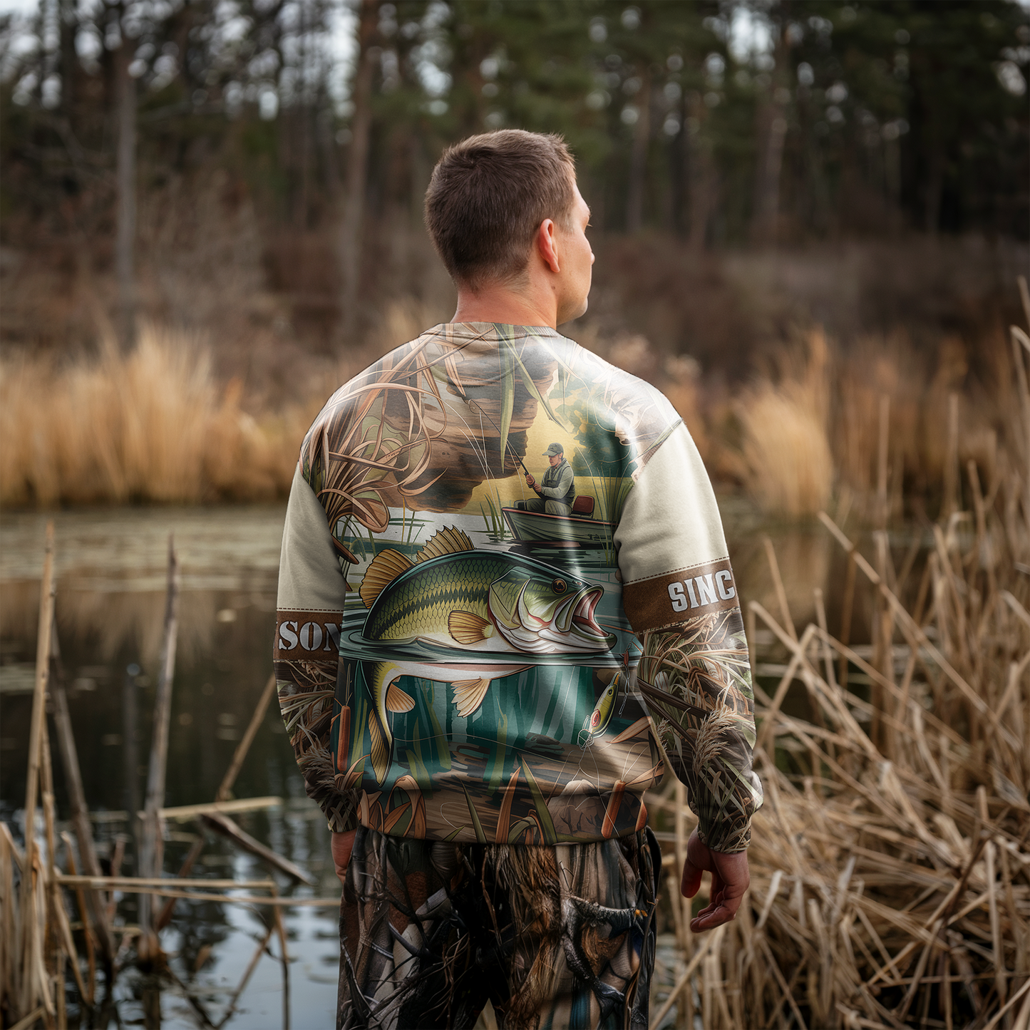 Vintage Bass Fishing Personalized Unisex Sweatshirt