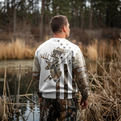 Camo Deer & Bass Sweatshirt – Personalized Comfort for the Outdoors