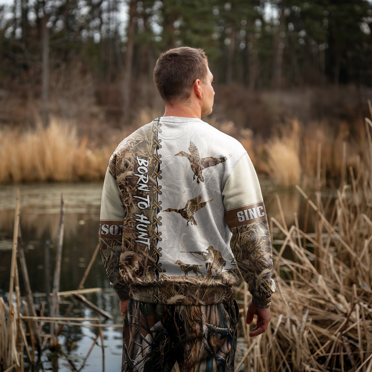 Duck Hunting Camo Sweater - Personalized Born to Hunt