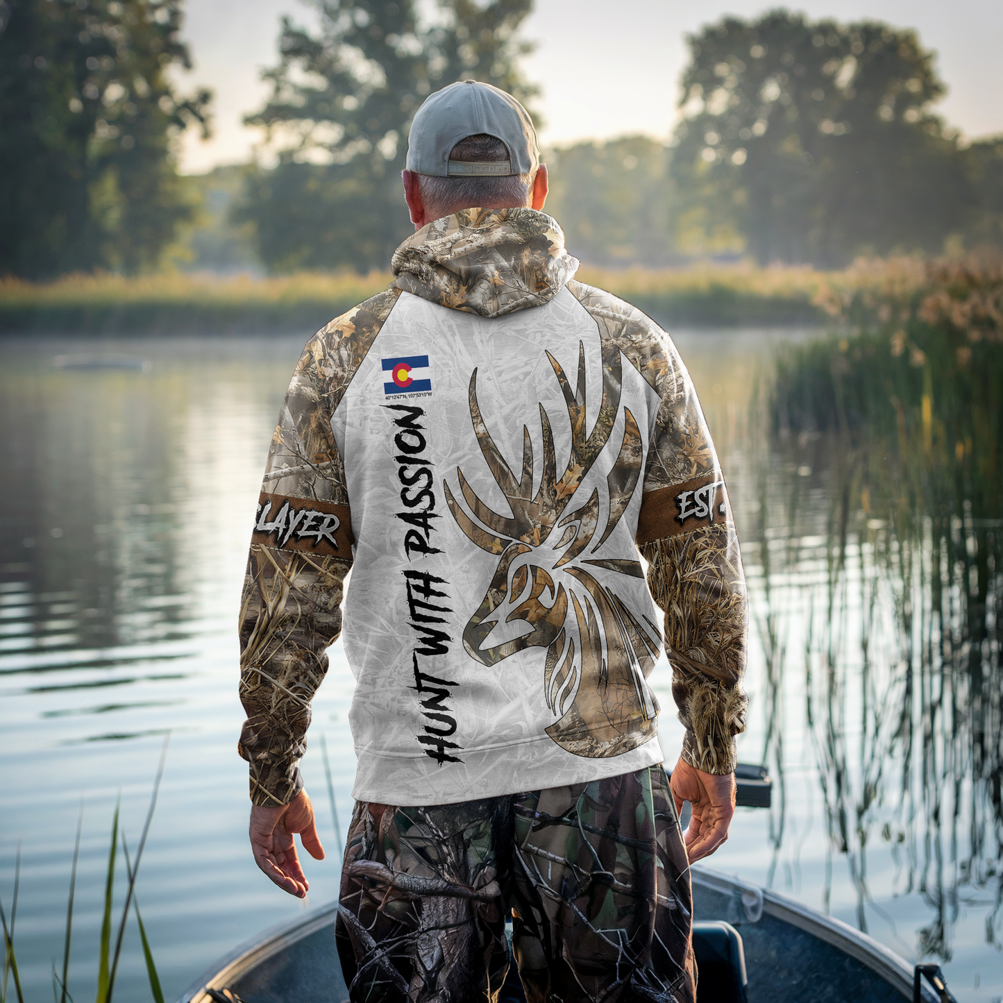 State Pride Buck Hunter Personalized Zip Hoodie