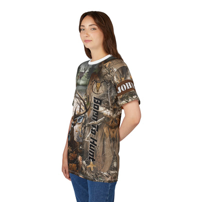 Born To Hunt Buck Personalized Unisex Cut & Sew Tee