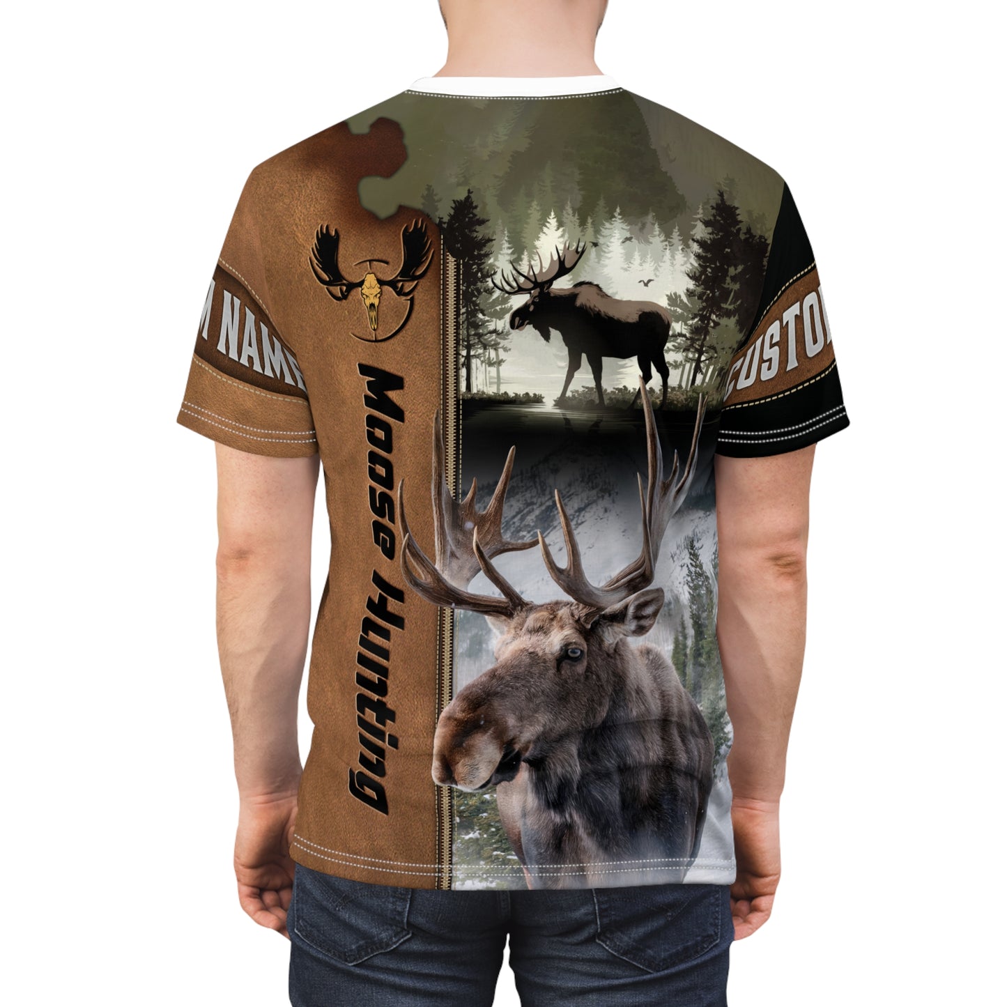 Moose Hunting Legend Personalized Unisex Cut & Sew Tee