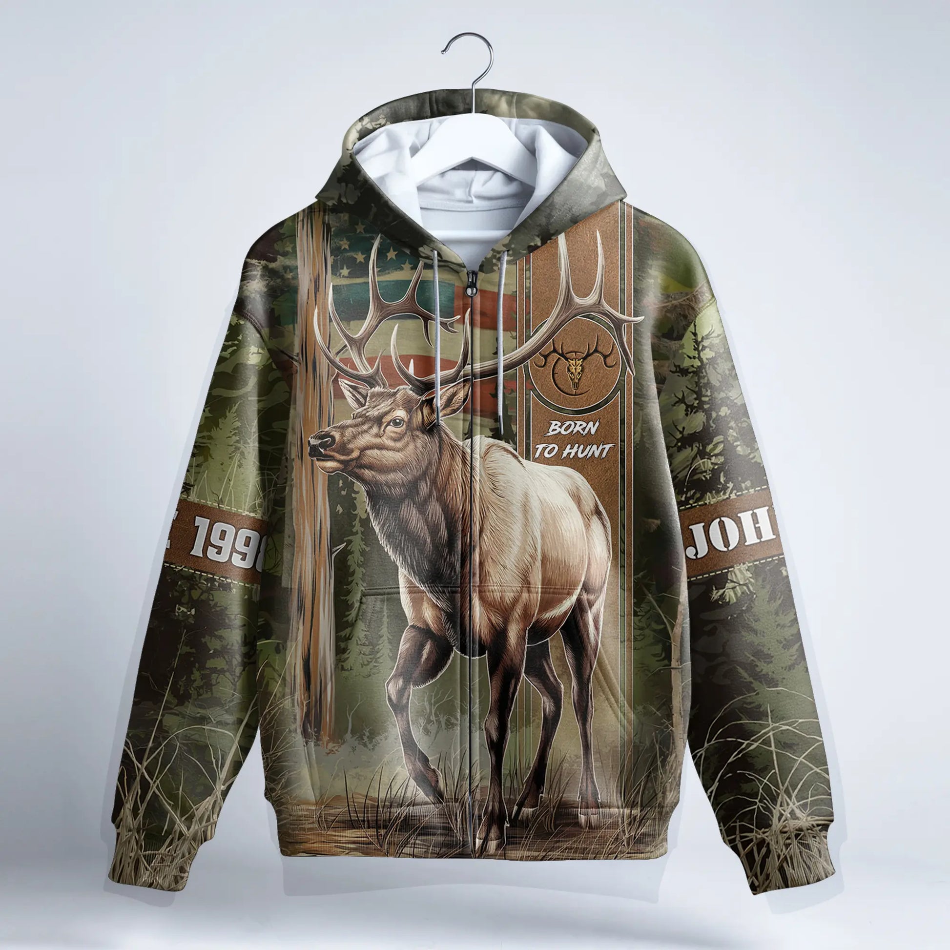 Elk Hunter’s Pride Zip Hoodie Personalized - The Deerly