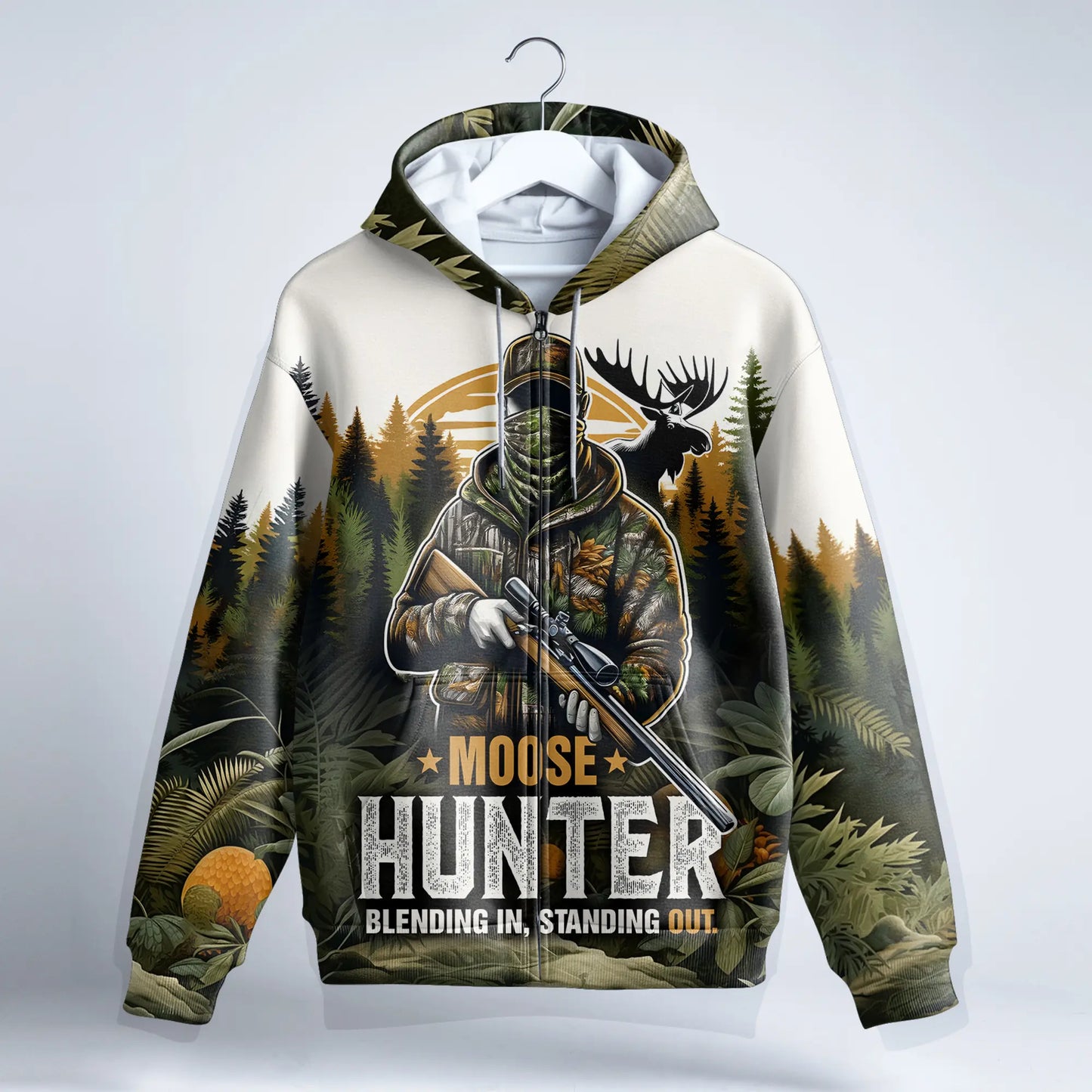 Moose Hunter: Wilderness Camo Zip Hoodie - The Deerly