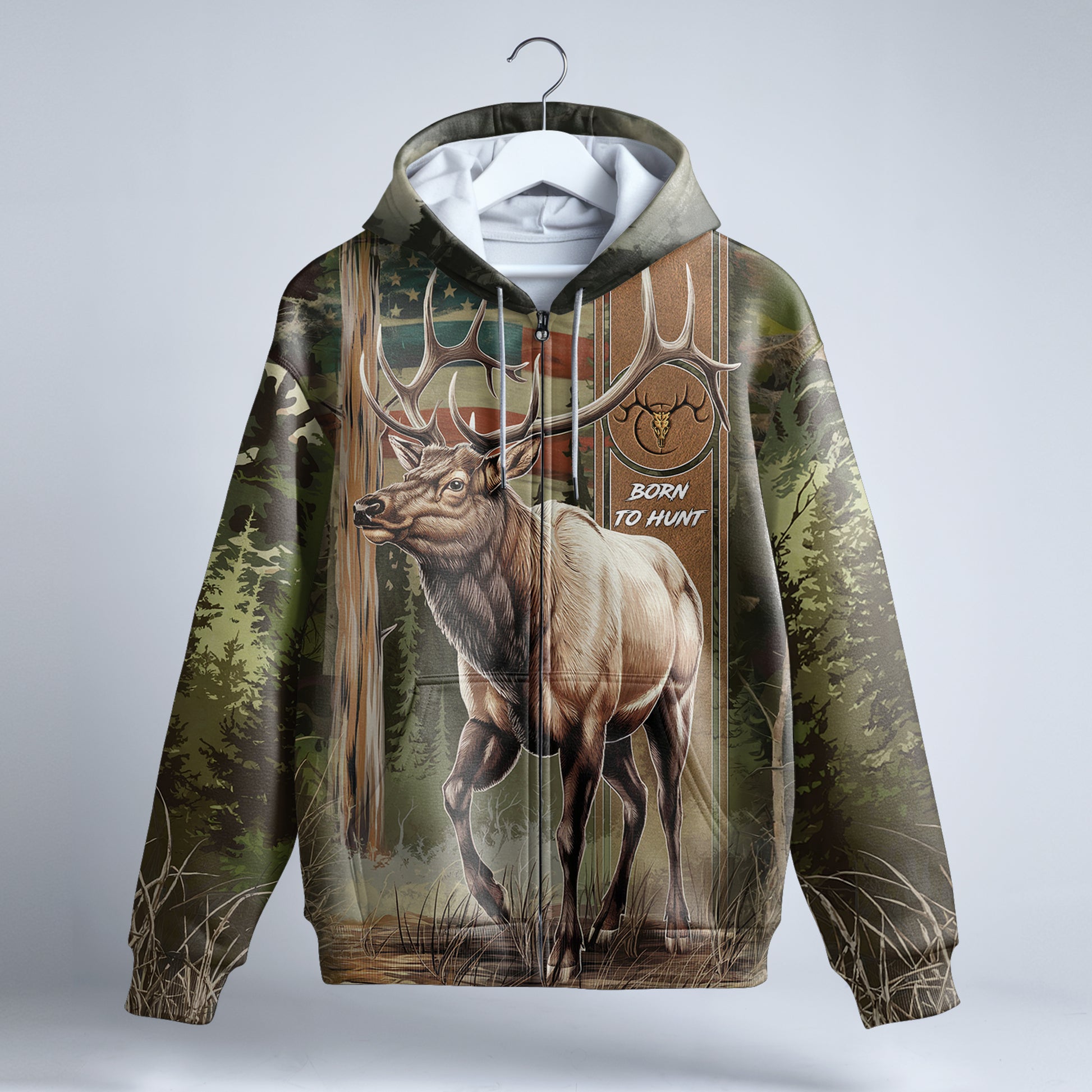 Born to Hunt Elk Zip Hoodie - Wilderness Edition - The Deerly