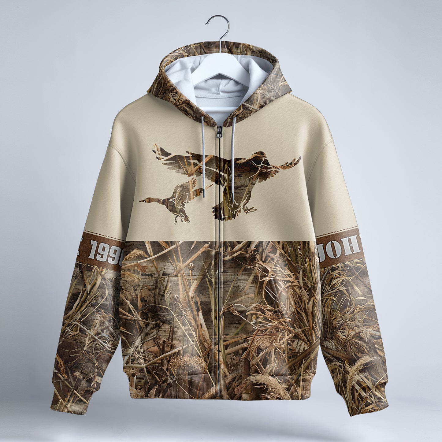 Personalized Duck Hunting Camo Zip Hoodie - Custom Outdoor Wear - The Deerly