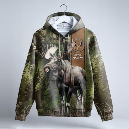 Majestic Moose Hunter Zip Hoodie - Wilderness Series - The Deerly