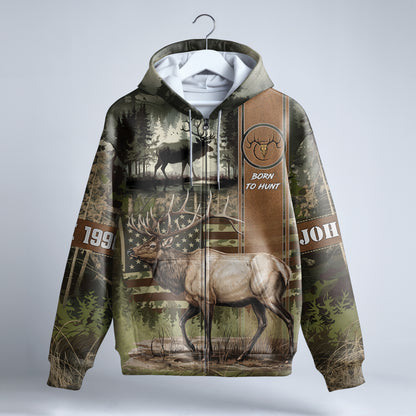 Elk Mastery Hunt Zip Hoodie Personalized - The Deerly