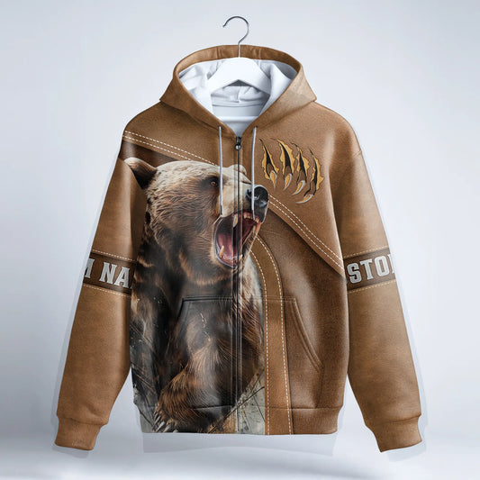 Bear Claw Wilderness Zip Hoodie Personalized - The Deerly