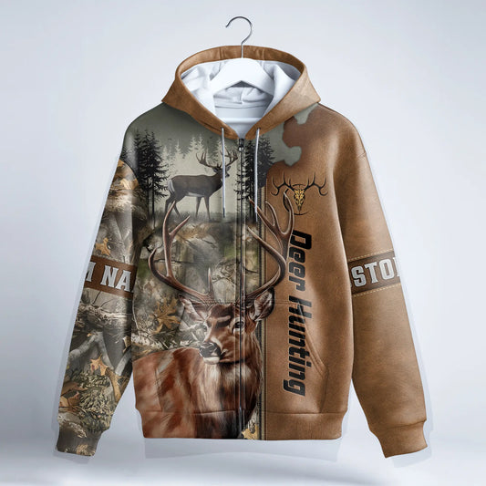 Deer Hunt Master Zip Hoodie Personalized - The Deerly