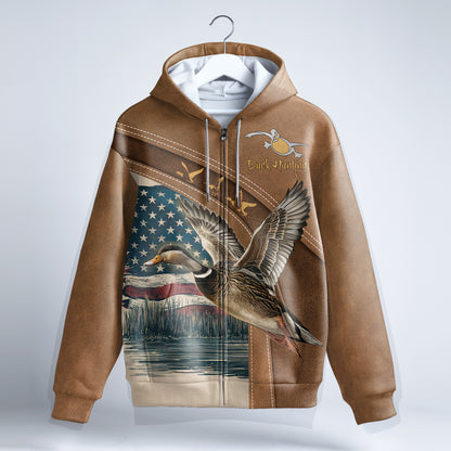 American Spirit Duck Hunting Zip Hoodie - The Deerly