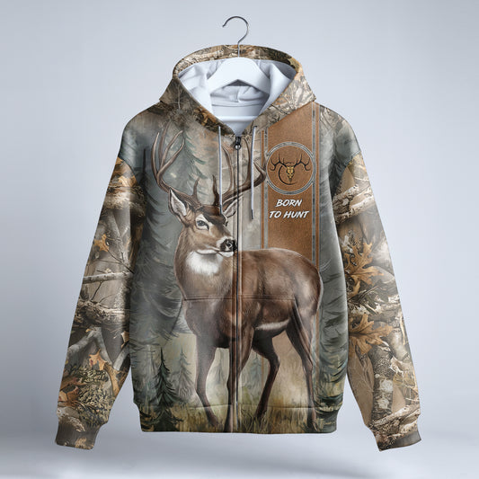 Majestic Buck Hunter Zip Hoodie - Forest Collection - The Deerly