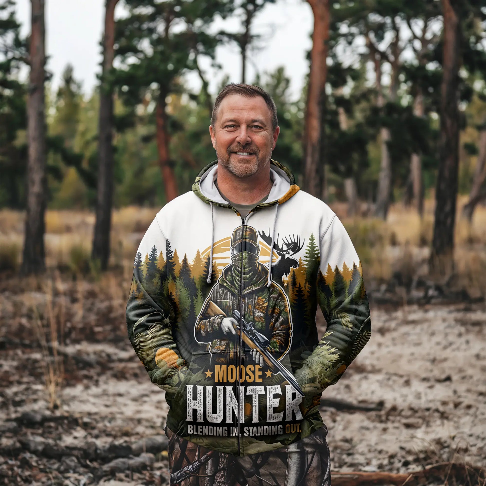 Moose Hunter: Wilderness Camo Zip Hoodie - The Deerly