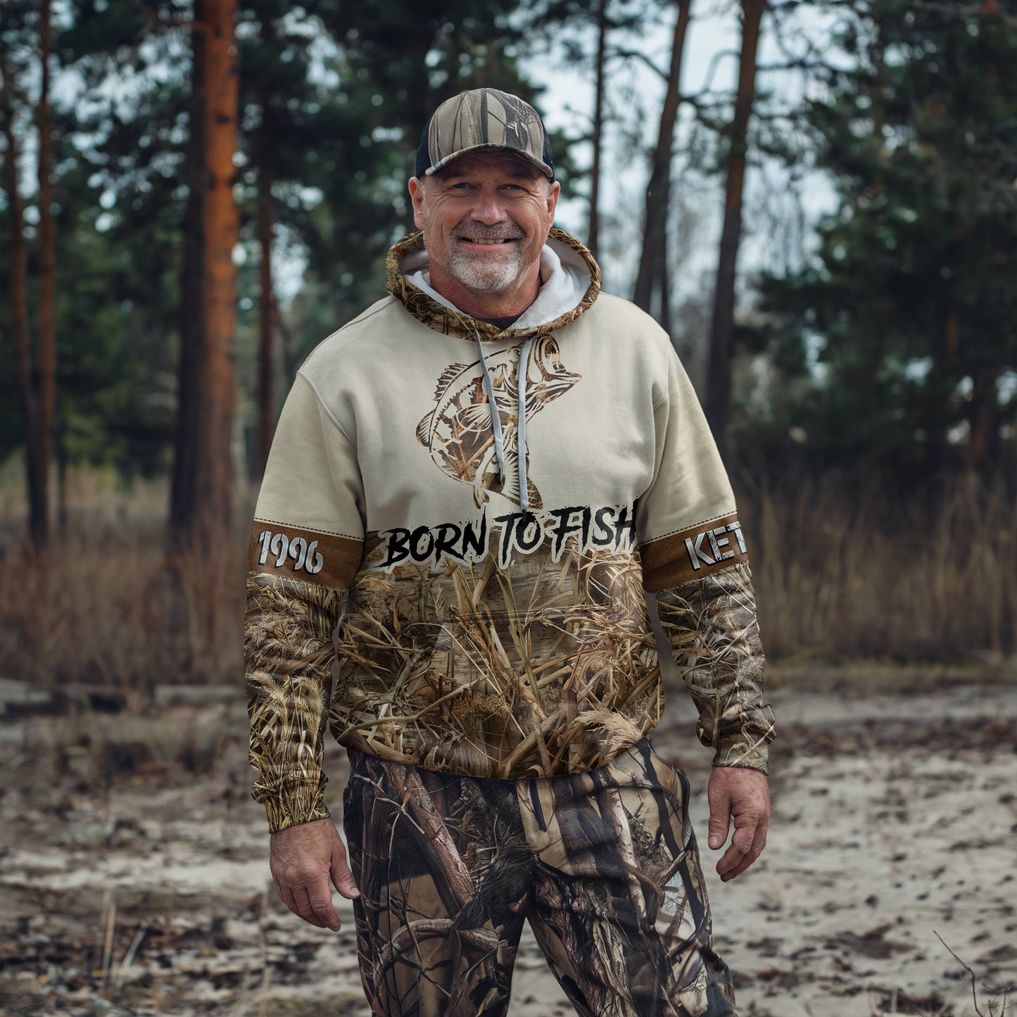 Bass Angler Personalized Waterfowl Camo Hoodie