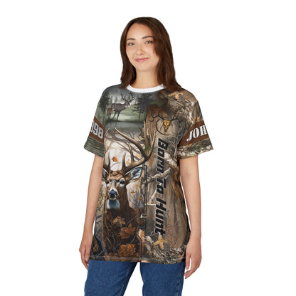 Born To Hunt Buck Personalized Unisex Cut & Sew Tee