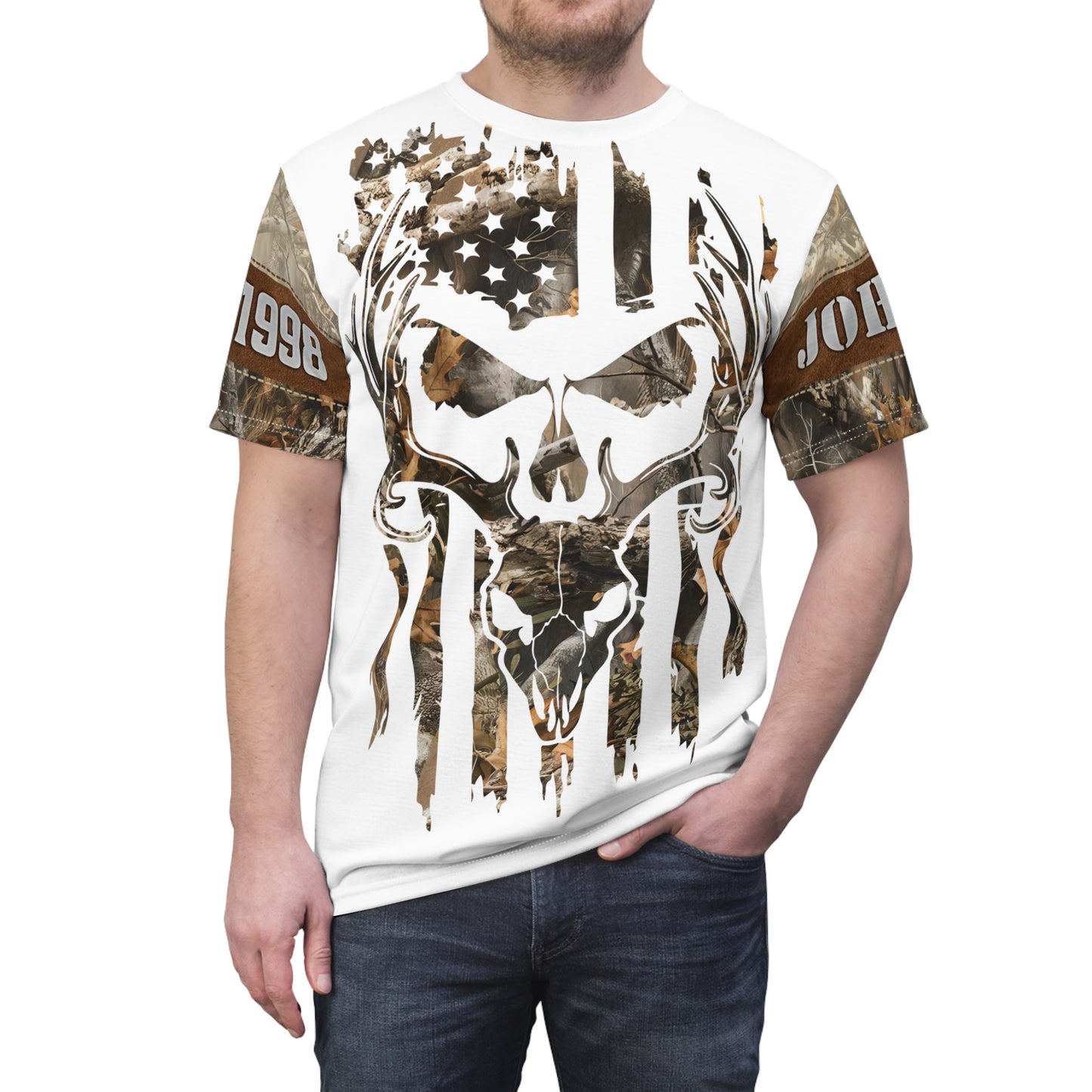 Skull Buck Flag Personalized Unisex Cut & Sew Tee