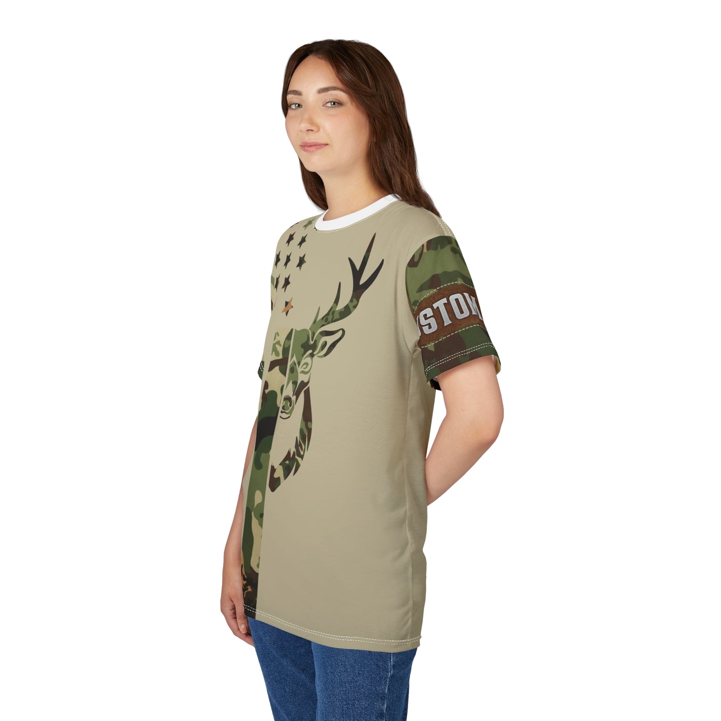 Camo Flag Buck Personalized Unisex Cut & Sew Tee