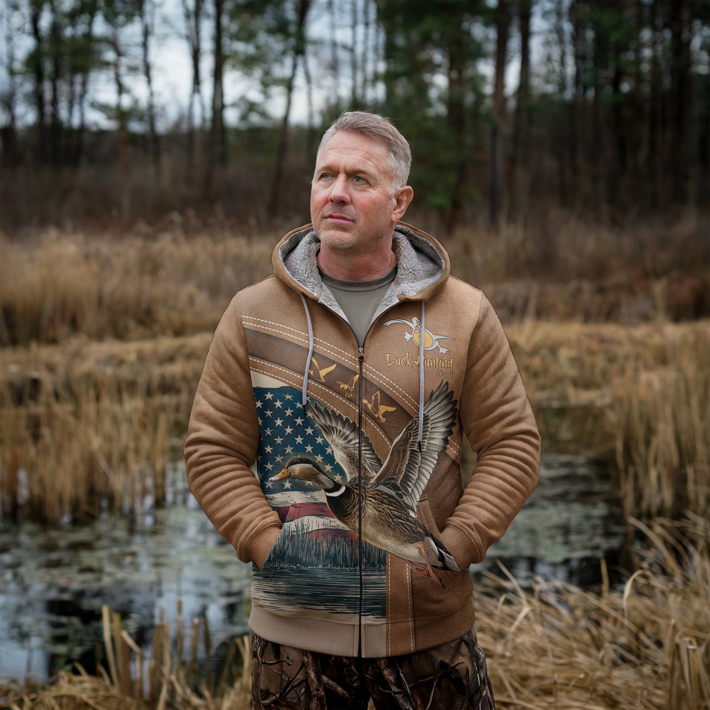 American Spirit Duck Hunting Zip Hoodie - The Deerly