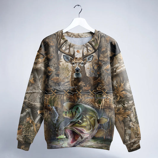 Wilderness Majesty: Deer & Bass Hunting Sweatshirt - The Deerly