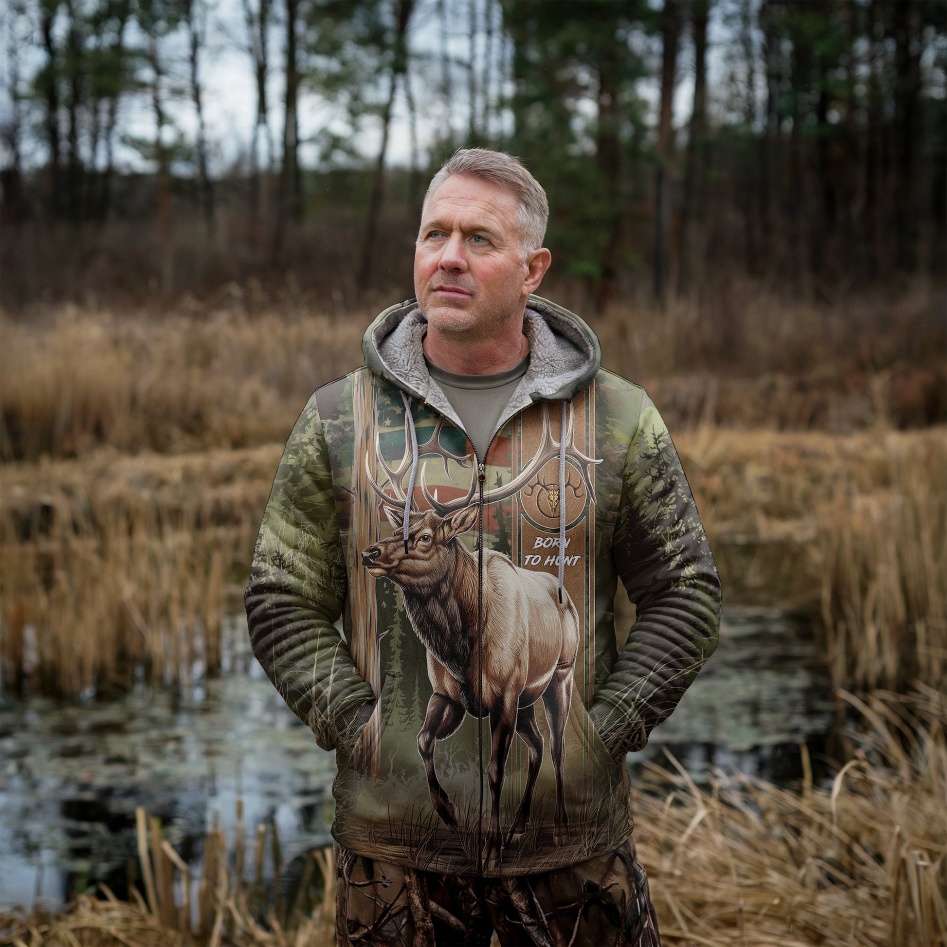 Born to Hunt Elk Zip Hoodie - Wilderness Edition - The Deerly