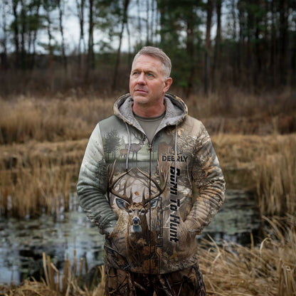 Born to Hunt Zip Hoodie - Buck Wilderness Edition - The Deerly