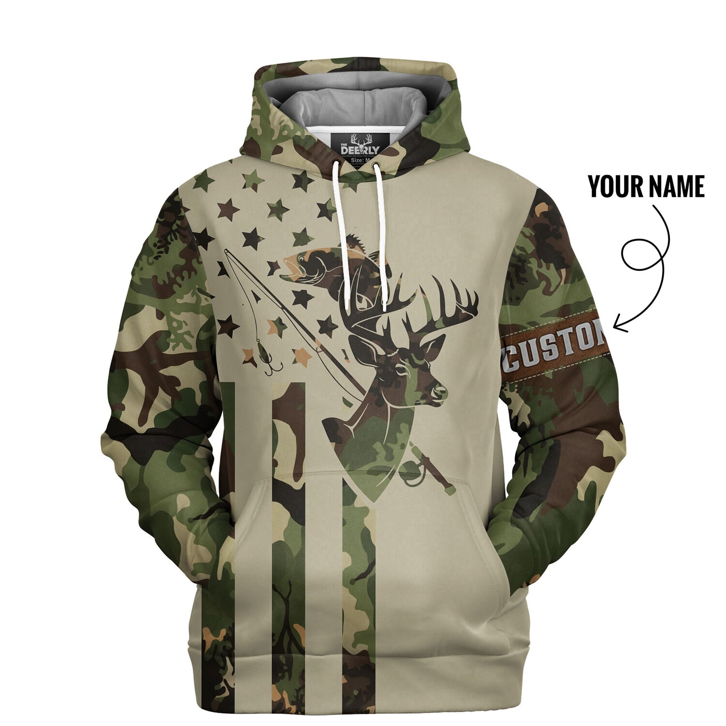 Personalized Camo Hunting Hoodie – Deer & Bass Edition