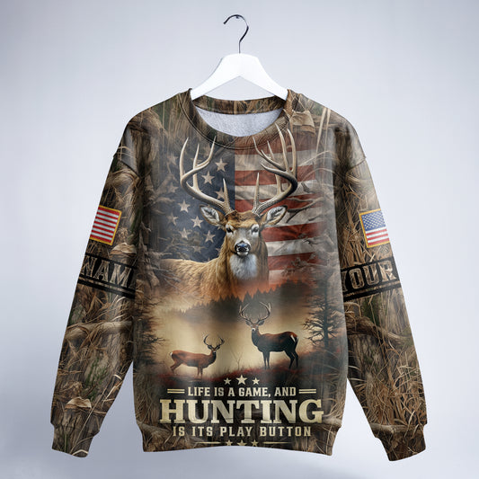 Life is a Game: Hunting Sweatshirt Personalized - The Deerly