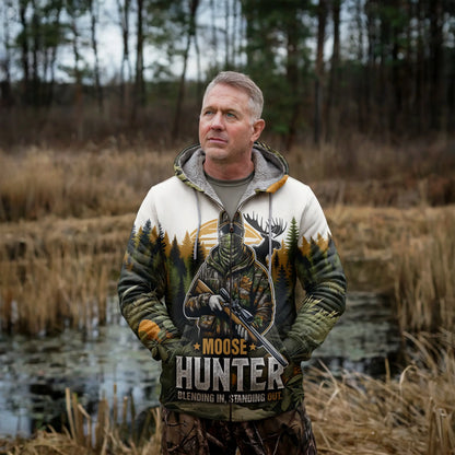 Moose Hunter: Wilderness Camo Zip Hoodie - The Deerly