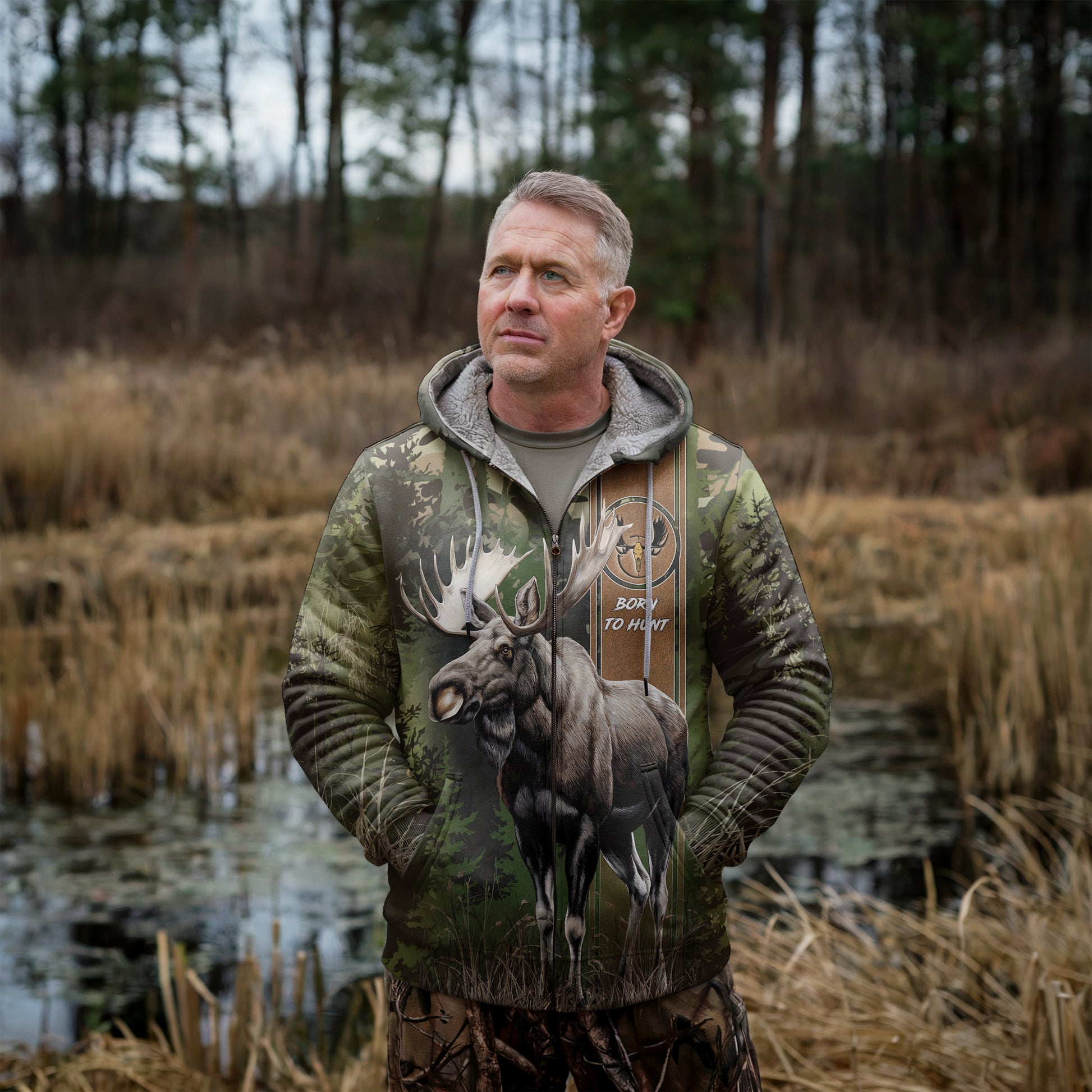 Majestic Moose Hunter Zip Hoodie - Wilderness Series - The Deerly